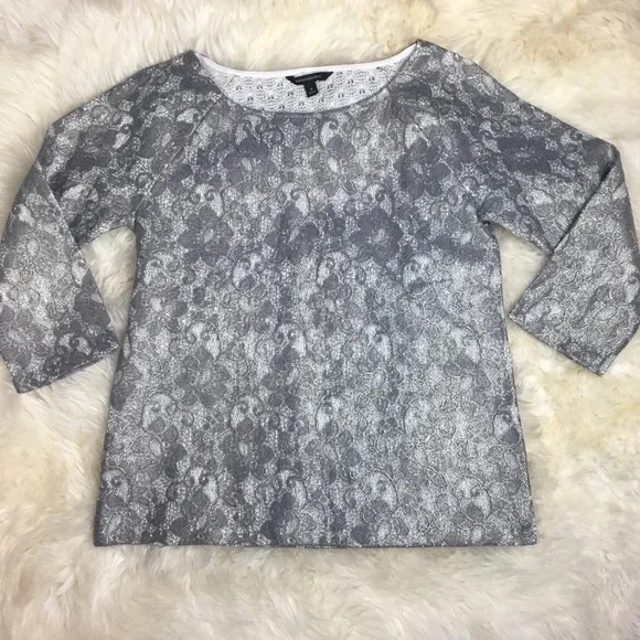 New banana republic bonded metallic lace sweater top blouse small party holiday - Picture 4 of 16